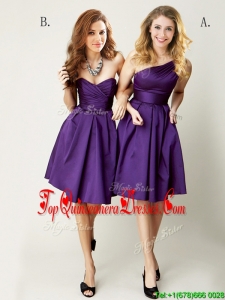 Top Selling Mini Length Ruching Damas Dress in Purple
