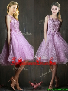 Popular See Through Beaded and Applique Damas Dress in Lavender