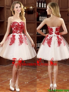 Hot Sale Mini Length Appliques Quinceanera Dama Dress in White