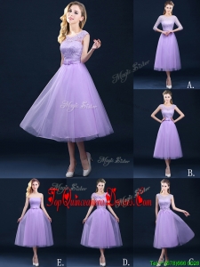 Exclusive A Line Tulle Lavender Quinceanera Dama Dress in Tea Length