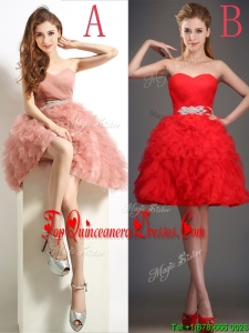Lovely Beaded and Ruffled Puffy Skirt Quinceanera Dama Dress in Tulle