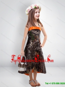 New Arrival 2015 High Low One Shoulder Camo Kid Pageant Dresses
