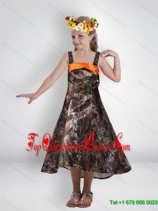 New Arrival High Low Straps Camo Kid Pageant Dresses with Sashes