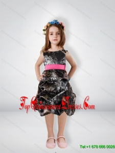 New Arrival Knee Length Camo Kid Pageant Dresses with Sashes