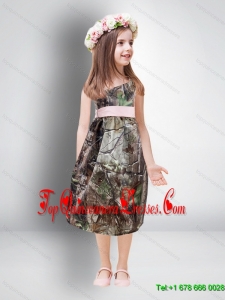 New Arrival One Shoulder Tea Length Camo 2014 Kid Pageant Dresses