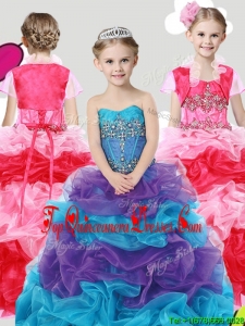 Lovely Beaded and Ruffled Mini Quinceanera Dress with Puffy Skirt