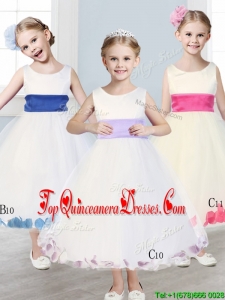 New Scoop Tulle Mini Quinceanera Dress with Sashes and Appliques