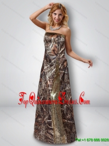 Exquisite Column Strapless Camo Gorgeous Dama Dresses with Sequins