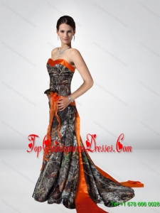 Luxurious Column Strapless Fashionable Camo Dama Dresses with Hand Made Flower