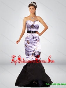 Sexy Mermaid Fashionable Camo Dama Dresses with Hand Made Flower and Sashes