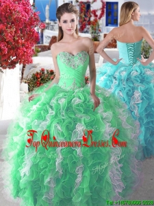 Wonderful Organza Big Puffy Sweet 16 Dress with Beading and Ruffles