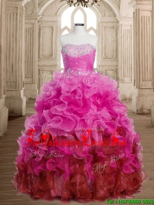 Best Selling Rainbow Quinceanera Dress with Beading and Ruffles