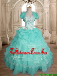 Comfortable Beaded and Ruffled Layers Sweet 16 Dress in Organza