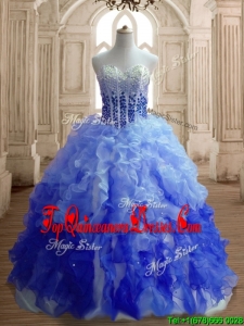 Hot Sale Big Puffy Gradient Color Quinceanera Dress with Beading and Ruffles