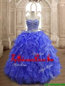 Latest Beaded and Ruffled Organza Quinceanera Dress with Really Puffy