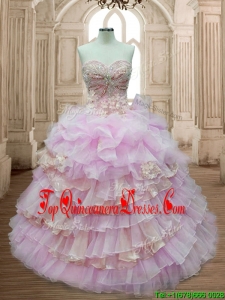 Lovely Organza Sweet 16 Dress with Ruffled Layers and Appliques