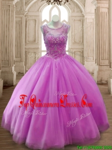 New Arrivals See Through Scoop Beading Quinceanera Dress in Lilac