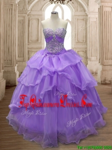 Pretty Big Puffy Ruffled Layers and Beading Sweet 16 Dress in Organza