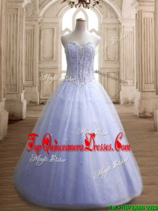 Hot Sale Beaded Bodice Tulle Quinceanera Dress in Lavender