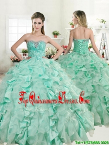 Best Apple Green Quinceanera Dress with Beading and Ruffles for Spring