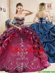 Classical Beaded and Embriodery Quinceanera Dress in Burgundy
