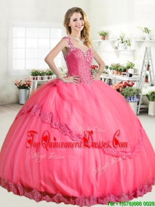 Lovely Straps Big Puffy Quinceanera Dress with Beading and Appliques