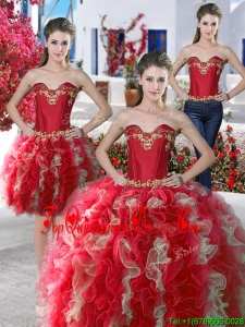 Beautiful Applique and Ruffled Detachable Quinceanera Dresses in Organza