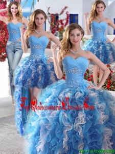 New Style Big Puffy Detachable Quinceanera Dresses with Beading and Ruffles
