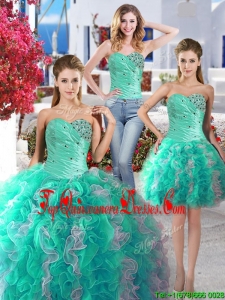 Perfect Beaded and Ruffled Detachable Quinceanera Dresses with Really Puffy