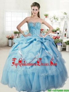 Perfect Beaded and Pick Ups Sweet 16 Dress in Baby Blue