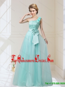 2015 One Shoulder Dama Dresses with Hand Made Flowers and Bowknot