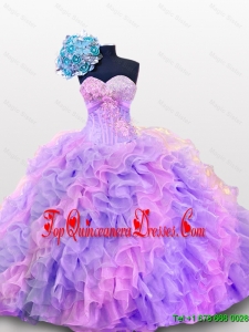 2015 Fall Luxurious Quinceanera Dresses with Sequins and Ruffles