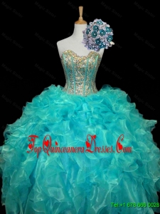 New Arrival 2016 Summer Sweetheart Mint Quinceanera Dresses with Sequins and Ruffles