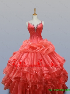Perfect Ruffled Layers Straps Quinceanera Dresses with Beading for 2015 Summer