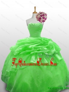 Pretty 2016 Summer Strapless Beading Quinceanera Gowns in Spring Green