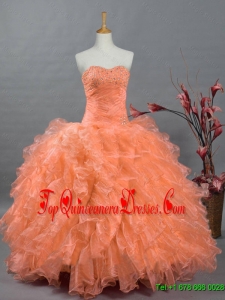 Pretty 2016 Summer Sweetheart Quinceanera Gowns with Beading and Ruffles