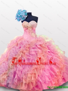 2015 Fall Perfect Sweetheart Quinceanera Dresses with Sequins and Ruffles