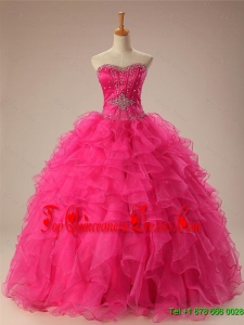 2016 Fall Elegant Beaded Quinceanera Dresses with Ruffles in Organza