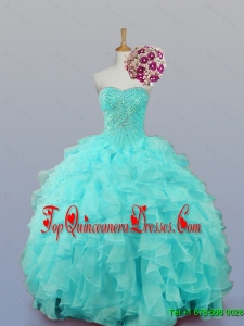 2016 Summer Beautiful Sweetheart Quinceanera Dresses with Beading and Ruffles