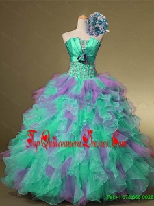 Luxurious 2016 Fall Strapless Quinceanera Dresses with Beading and Ruffles