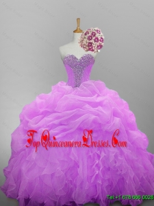 2015 Fall Pretty Real Sample Sweetheart Quinceanera Dresses with Beading and Ruffled Layers