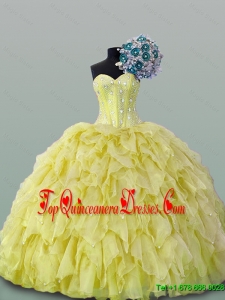 2015 Fall Real Sample Quinceanera Dresses with Beading and Ruffles