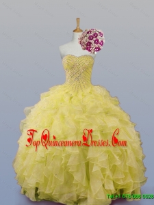 2015 Fall Real Sample Sweetheart Dress for Quince with Beading and Ruffles