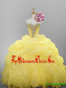 2015 Real Sample Pretty Sweetheart Beaded Quinceanera Dresses with Ruffled Layers