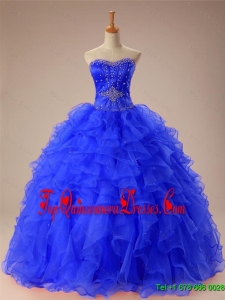 2016 Summer Real Sample Beaded and Ruffles Quinceanera Dresses in Organza