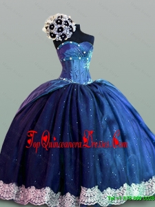 Luxurious Real Sample Quinceanera Dresses with Lace in Navy Blue for 2015