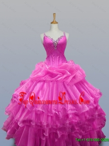 Perfect Real Sample Straps Quinceanera Dresses with Beading and Ruffled Layers for 2015