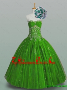 Real Sample 2015 Strapless Quinceanera Dresses with Beading and Appliques
