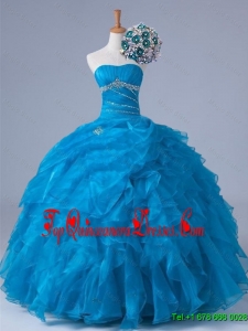 Real Sample Beading and Ruffles Strapless Quinceanera Dresses for 2015 Summer
