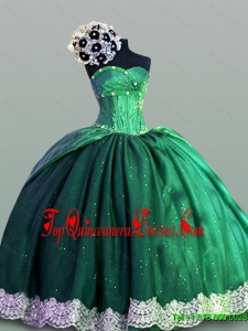 Real Sample Sweetheart Lace Quinceanera Dresses in Taffeta for 2015 Fall